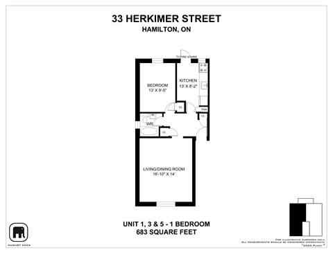 A floor plan for a unit at 33 Herkimer Street in Hamilton, Ontario.